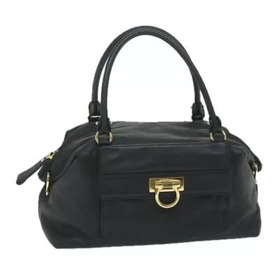 Salvatore Ferragamo Gancini Tote Bag Leather Black Auth 60689 • $321.57