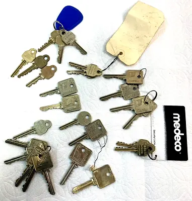 Lot Of 26 MEDECO KeyMark High Security Lock KEY Locksport Locksmith ~ Collector • $100