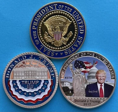 $45 • Buy Donald J Trump 3 X Commemorative Medallions POTUS 45. BRAND NEW/FREE POSTAGE
