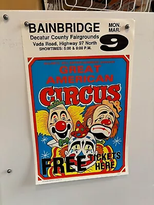 Vintage Great American Circus Posters  14 X22  Bainbridge Decatur Fairgrounds • $9.77