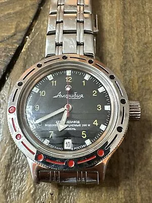 Vintage Men’s Watch Vostok Amphibian Dive 200m Wostok USSR Russia Soviet Working • $39.99