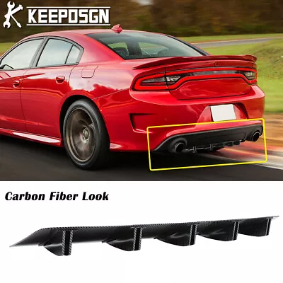 32  For Dodge Charger RT SRT Carbon Rear Lip Bumper Diffuser Shark Fin Spoiler • $45.11