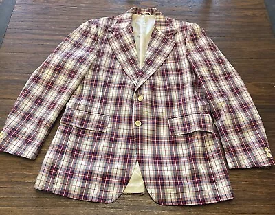 Vintage McGregor Sportswear Men’s Plaid Lined Sport Jacket Blazer Size 42 • $10