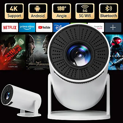 4K Projector Smart HD 5G WiFi Bluetooth Android TV HDMI USB Beamer Home Theater • £59.99