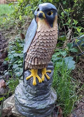 Falcon Bird Of Prey Garden Ornament Statue Concrete Hand Painted Indoor Outdoor • £24.99