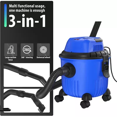 Heavy Duty 2000W Blue Wet & Dry Vacuum Cleaner 15 Ltr Tub Hoover Wheeled  • £55.87