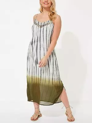 £19.99 • Buy ROMAN ORIGINALS Strappy Maxi Dress Khaki Ivory Dip Dye Ombre Gold Beaded