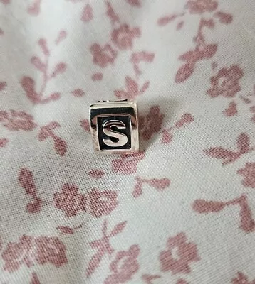 Pandora  S  Initial Alphabet Block Letter Charm 790323S Sterling Silver  ALE 925 • £25