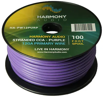 $14.95 • Buy Harmony Car Primary 12 Gauge Power Or Ground Wire 100 Feet Spool Purple Cable