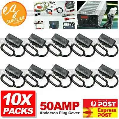 10x For Anderson Plug Cover Connectors 50AMP Battery Caravn Black Dust Cap HOT • $9.57