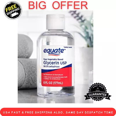 EQUATE PURE VEGETABLE BASED GLYCERIN USP 99.5% ANHYDROUS No Scent Liquid 6.oz • $8.89