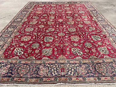 9x12 ANTIQUE ORIENTAL RUG HAND-KNOTTED RED BIG Handmade VINTAGE 10x13 10x12 9x13 • $1995