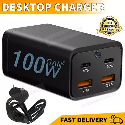 100W GaN Desktop Charger 4 Ports USB Type C PD Power Adapter For Phone Tablet • $29.99