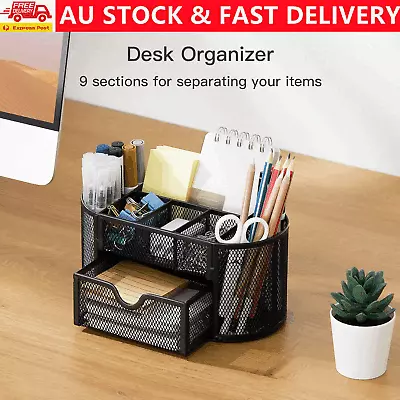 Desk Tidy Organiser Mesh Stationery Container Student Pen Pencils Office Holder • $16.90