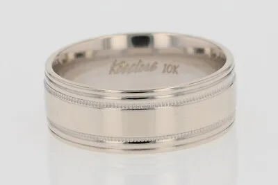 8mm Milgrain Polished Men's Wedding Band Ring 10k White Gold 8.86 Grams Size 10 • $314.99