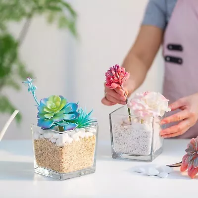 £4.93 • Buy NEW - Plastic Clear Cube Glass Vase 4  X 4  X4” Inches Tall)
