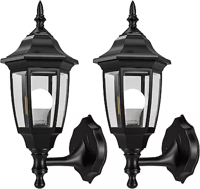 Motion Sensor Glass Exterior Outdoor Lantern Wall Light Fixture Patio Porch 2Pac • $48.01