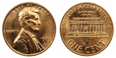 1972 S GEM BU PROOF Lincoln MemoriaL BRILLIANT UNCIRCULATED PENNY PF COIN #7489 • $3.50