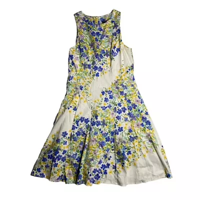 Beautiful All Over Floral Print MAGGY LONDON Sleeveless Party Dress UK 10 • £11.40