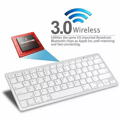 Ultra Slim Wireless Bluetooth Keyboard For Imac Ipad Android Phone Tablet Pc Uk • £14.16