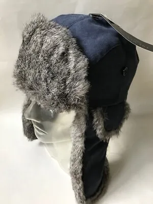 Nwt Bloomingdales Rabbit Fur Trooper Hat $90 Retail Size M • $28.99