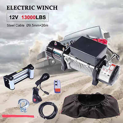 Electric Winch 12V ATV Car Truck Trailer Handling Lift W/Remote W/cover 13000lb • $297.09