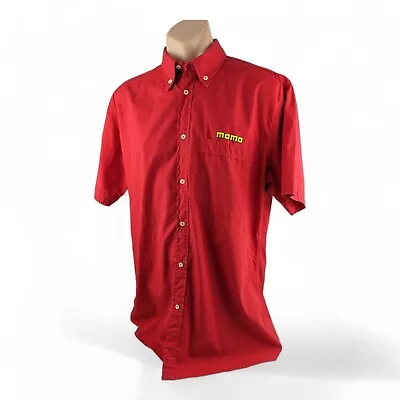 Vintage 90s Momo Racing Team Red Button Up Collared Shirt Made In Italy MEDIUM • $57.79