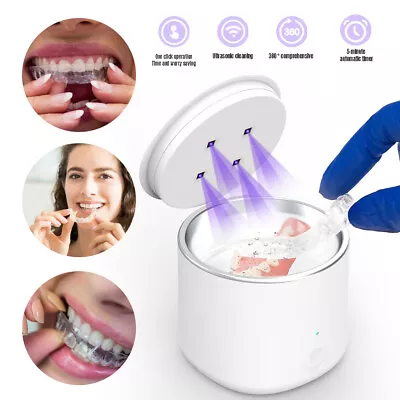 Sonic Dental Ultrasonic Cleaner UV Sterilizationfor For Dentures RingJewelry • $30.96