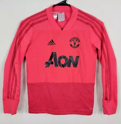 Manchester United AON 2018 Training Jersey Adidas Pink Shirt Youth Size  • $24.99