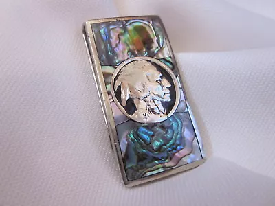 Beautiful Abalone Silver Inlay Indian Head Money Clip. 1 .999 Pure Silver Bar$ • $32
