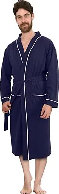 Bathrobe For Mens Knit Robe Lightweight Summer Cotton Blend Bathrobe NY Threads • $21.28