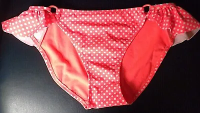 Ladies S Marie Meili Bikini Bottoms Swim Brief Swimsuit Bottom Neon Coral Dot  • £6.27