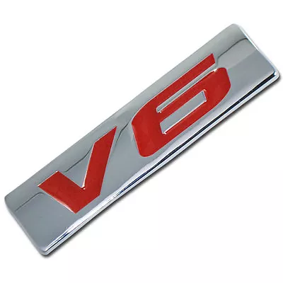 Chrome/red Metal V6 Engine Race Motor Swap Emblem Badge For Trunk Hood Door E • $8.88