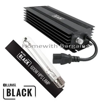 £58.95 • Buy 600w LUMii BLACK Dimmable Digital Ballast + HPS Dual Spectrum Bulb Hydroponics 