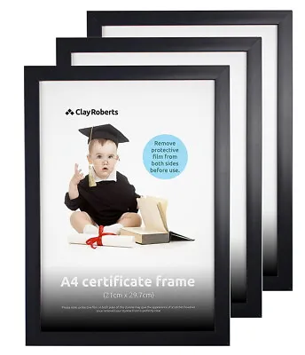 £10.29 • Buy A4 Photo Frames Pack Of 3, Certificate Art Picture Frame Black White Silver Grey