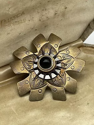 Vintage Metal Pinwheel Brooch Antique Style Brass & Copper Tone • $22