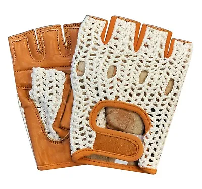 Leather Fingerless Unisex Weight Training Cycling Driving Wheelchair Gloves • $14.99