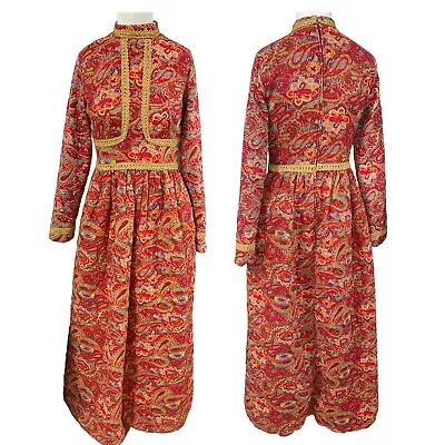 MR JAC Martin Marks JOSEPH MAGNIN VTG 60’s Long QUILTED Jacquard DRESS XS/S • $65