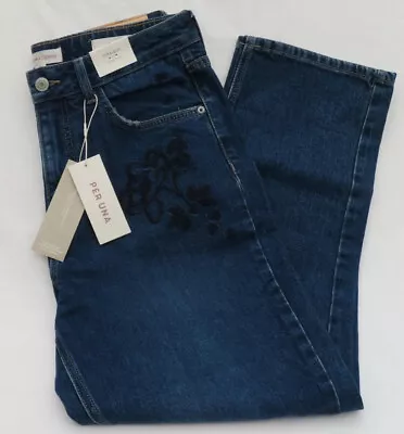 New M&S PER UNA High Rise Straight Leg EMBROIDERED Jeans Size UK 18 - RRP £39.50 • £27.99