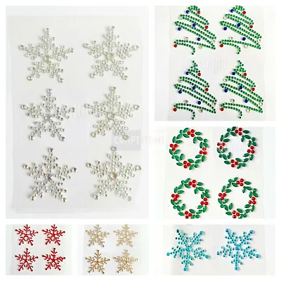 £2.49 • Buy Christmas Snowflake Tree Wreath Diamante Gem Sticker Sheet Card Making Craft