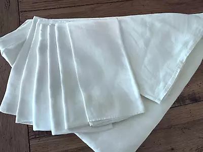 Vintage White Damask Linen Table Cloth 84  X 70  W/ 6 Matching Napkins 20  Sq • $15