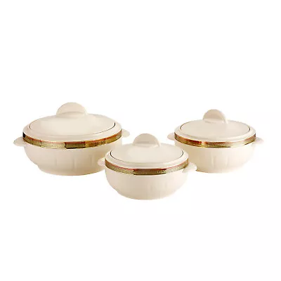 £21.99 • Buy Serving Dishes Hot Pot Casserole Pots Insulated 3Pc Set Food Warmer Royalford