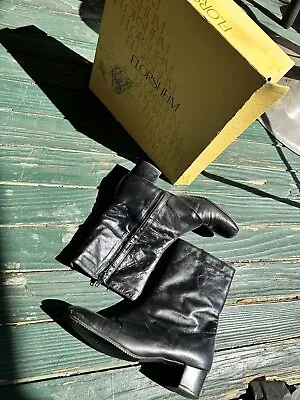 Florsheim Vintage 60-70s Black Leather Side Zip  Beatles  Ankle Boot Womens 9 • $50
