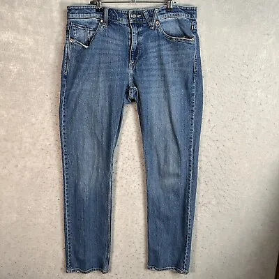 Volcom Solver Modern Straight Jeans Adult 34 Blue Medium Wash Mens • $19.99