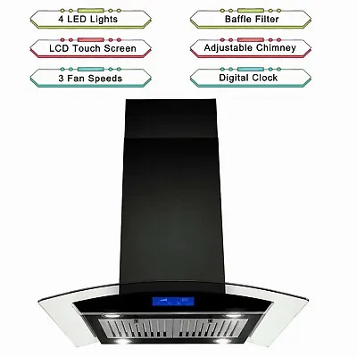 30 INCH ISLAND RANGE HOOD 3speed 900CFM Kitchen Cooking Vent LED Touch Control • $279.99