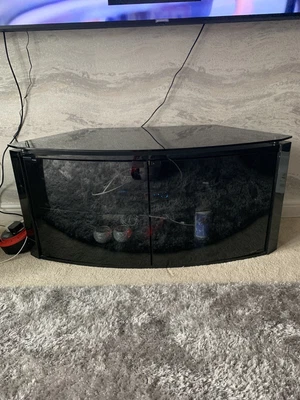 £10 • Buy Black Glass Corner TV/UNIT Curved Glass Cabinet