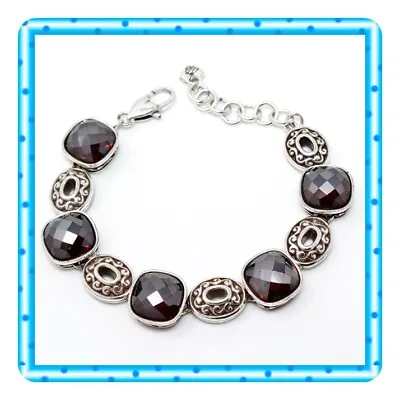 Brighton Venus Rising Dark Burgundy Crystal Silver Bracelet • $40.60