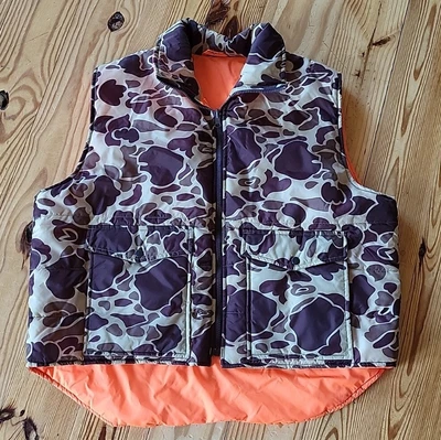 $31 • Buy Vintage Winchester Frogskin Camo Hunting Vest Mens XL Reversible Blaze Orange 