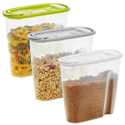 3 Pcs Airtight Plastic Dry Food Cereal Kitchen Storage Box Dispenser Container • £8.99