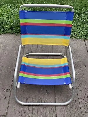 Beach Sand Chair Blue Green Yellow Stripes Beach House Camp Lawn Picnic Poolside • $21.03